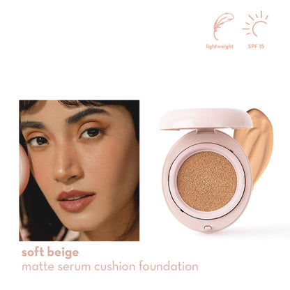 Happy Skin Second Skin Matte Serum Cushion Foundation SPF15 AU NZ - soft beige