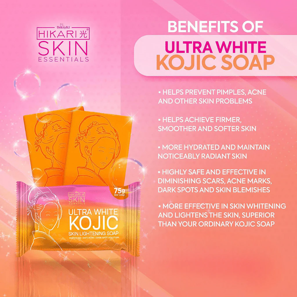 Benefits of Beauty&U Hikari Ultra White Kojic Skin Lightening Soap 75g