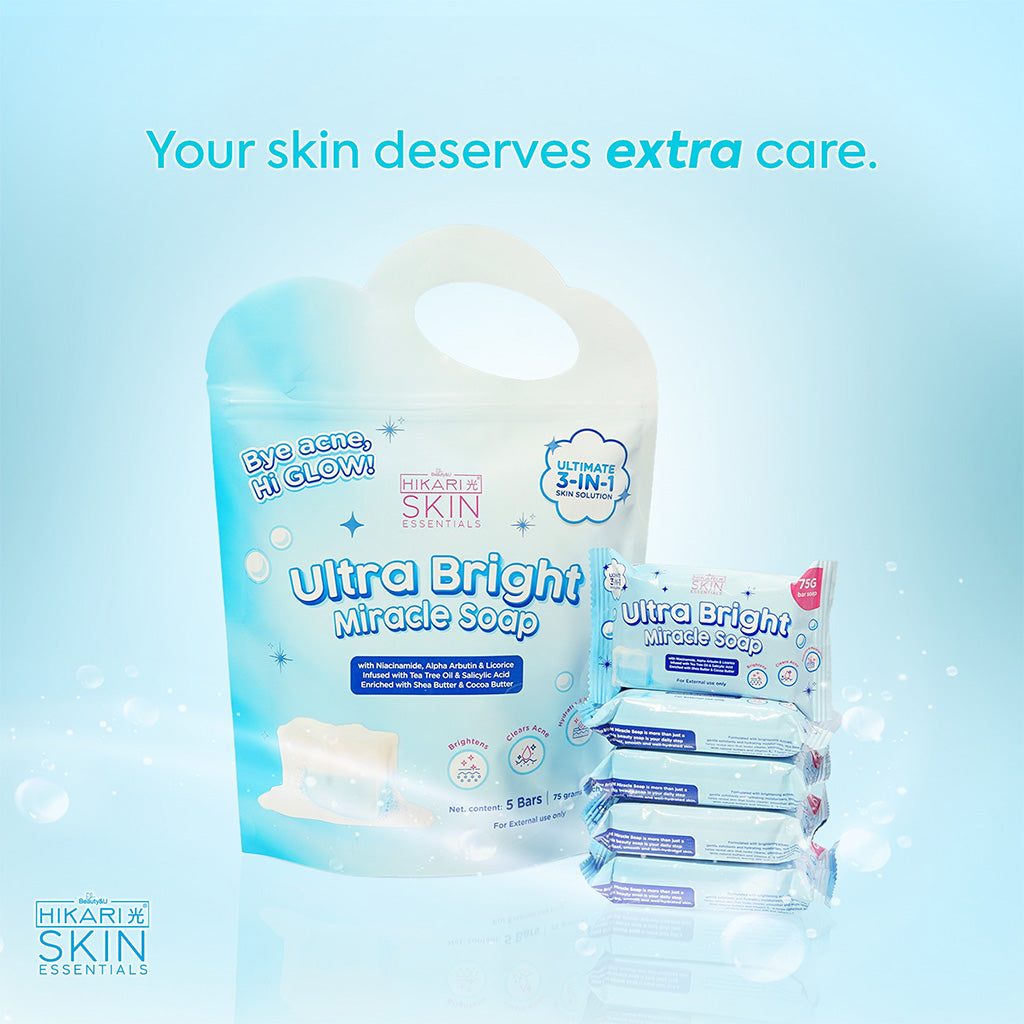 Beauty&U Hikari Skin Essentials Ultra Bright Miracle Soap (5 x 75g Bar Soap)