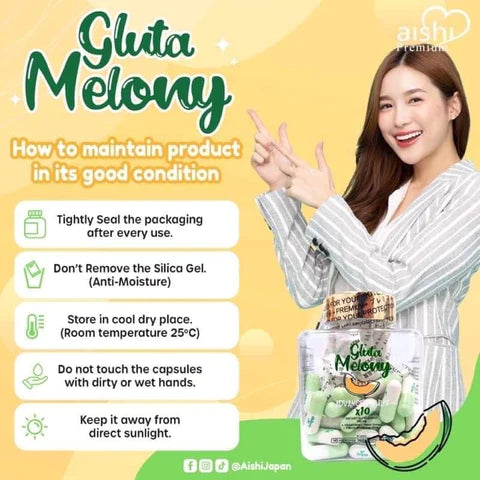 Aishi Premium Gluta Melony Advance White Glutathione (60 Capsules) AU NZ gluta