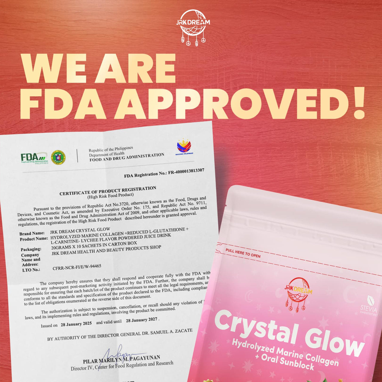 JRK Dream Crystal Glow Lychee Collagen Drink - FDA Philippines approved