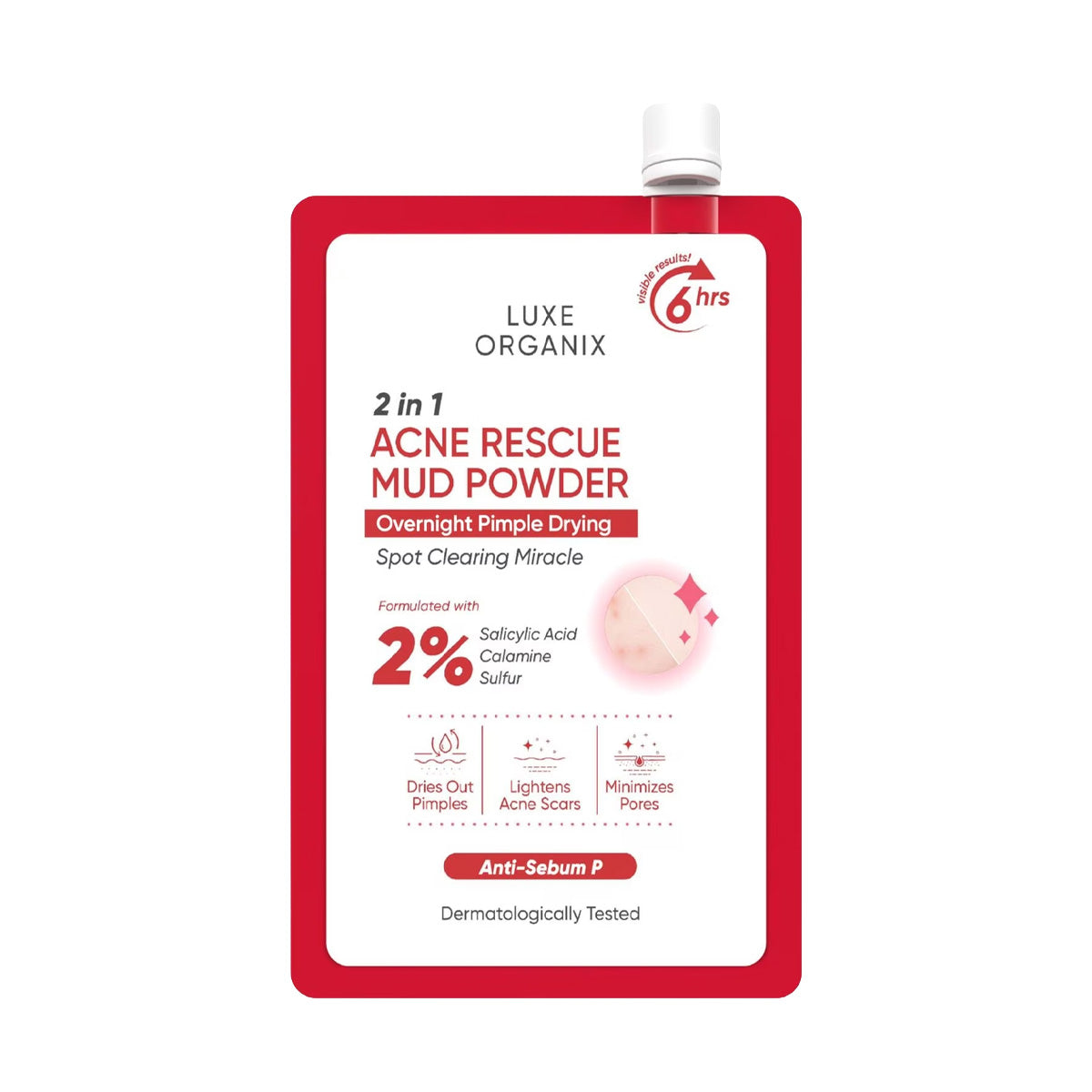 Luxe Organix 2-in-1 Acne Rescue Mud Powder Overnight Pimple Drying 9g