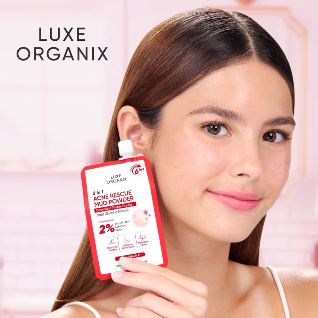 Luxe Organix 2-in-1 Acne Rescue Mud Powder Overnight Pimple Drying 9g