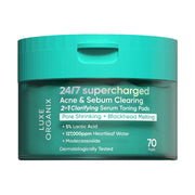 Luxe Organix 24/7 Supercharged Acne & Sebum Clearing 2in1 Clarifying Serum Toning Pads 70s