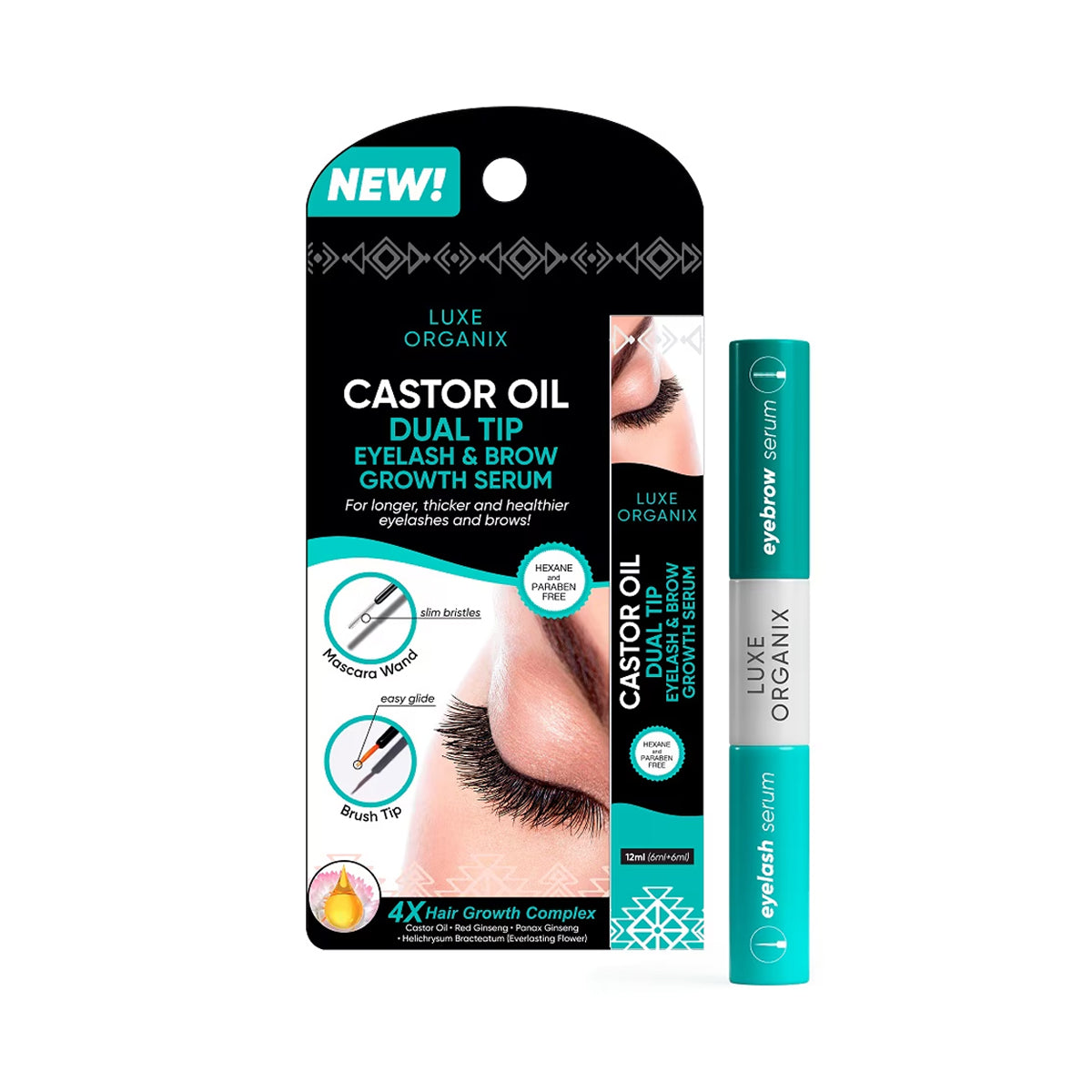 Luxe Organix Castor Oil Dual Tip Eyelash & Brow Growth Serum NZ AU