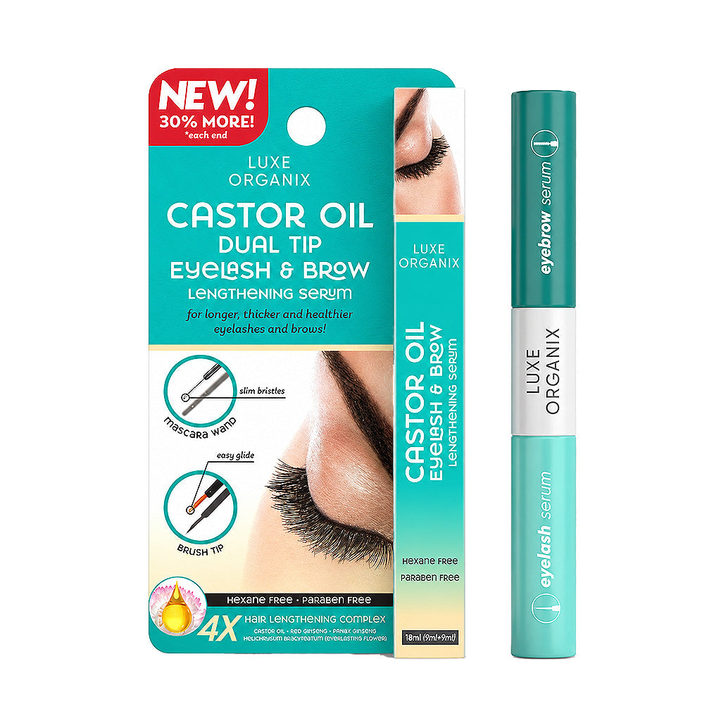 Luxe Organix Castor Oil Dual Tip Eyelash & Brow Growth Serum New Packaging