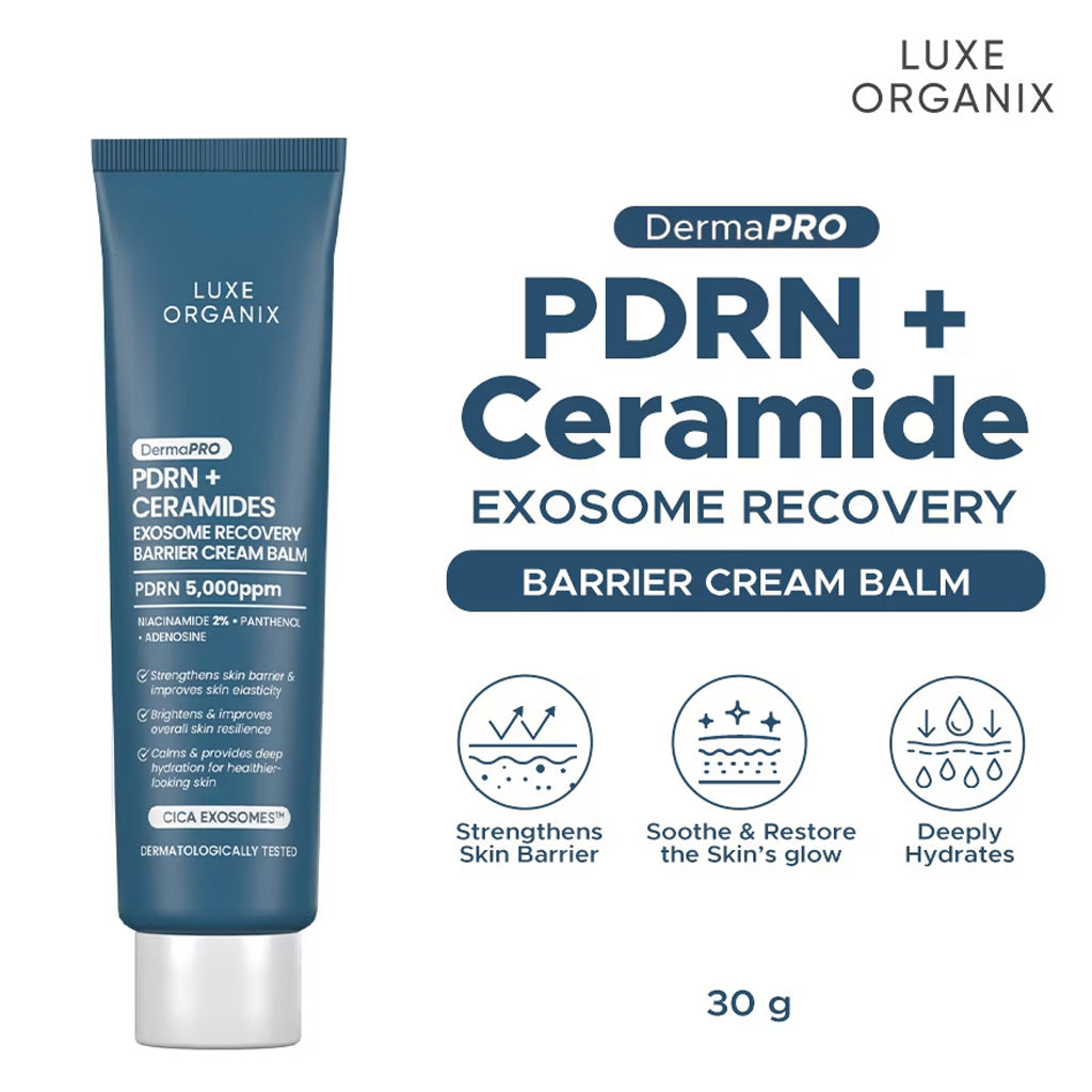 Key Benefits of Luxe Organix DermaPRO PDRN + Ceramides Exosome Recovery Barrier Cream Balm 30g