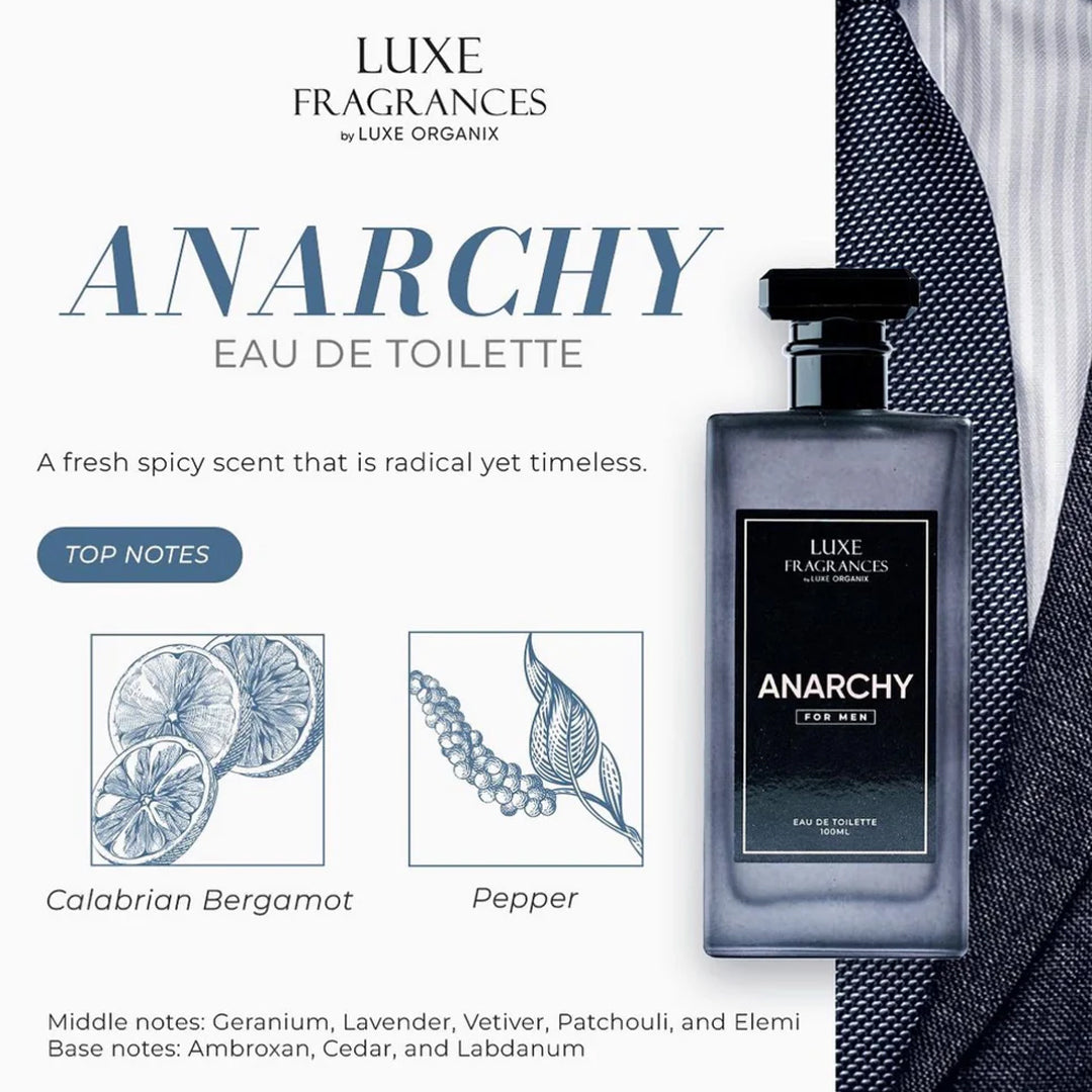 Luxe Fragrances Anarchy For Men Eau de Toilette 100ml | Luxe Organix NZ AU