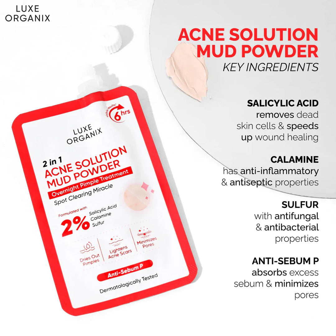 Luxe Organix 2-in-1 Acne Solution Mud Powder