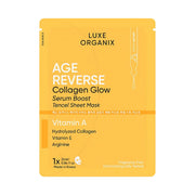 Luxe Organix Age Reverse Collagen Glow Serum Boost Sheet Mask | Bini Beauty AU NZ