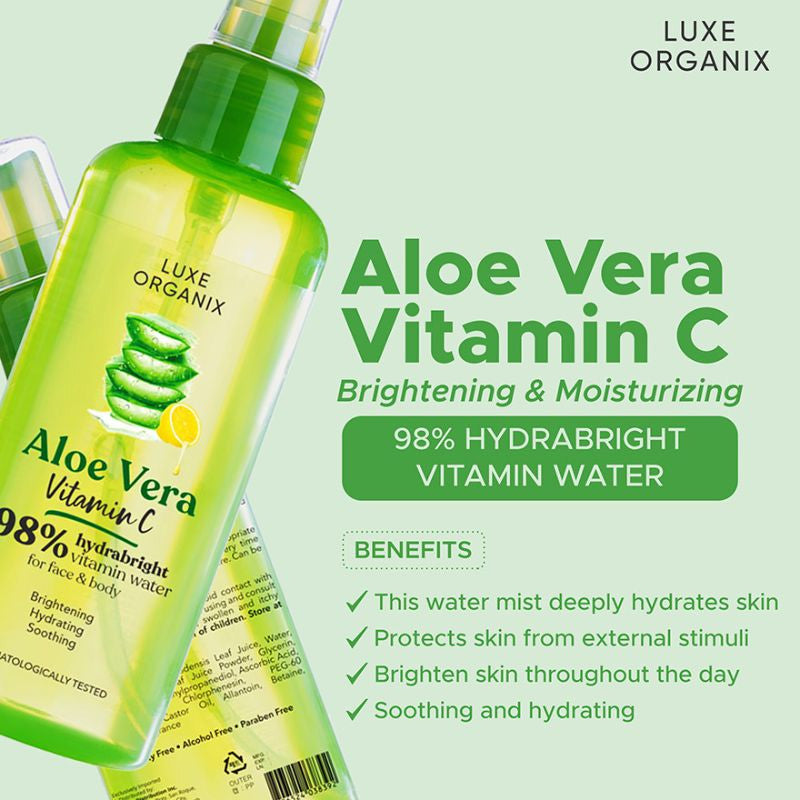 Luxe Organix 98% Aloe Vera Vitamin C Hydrabright Mist 150ml - benefits