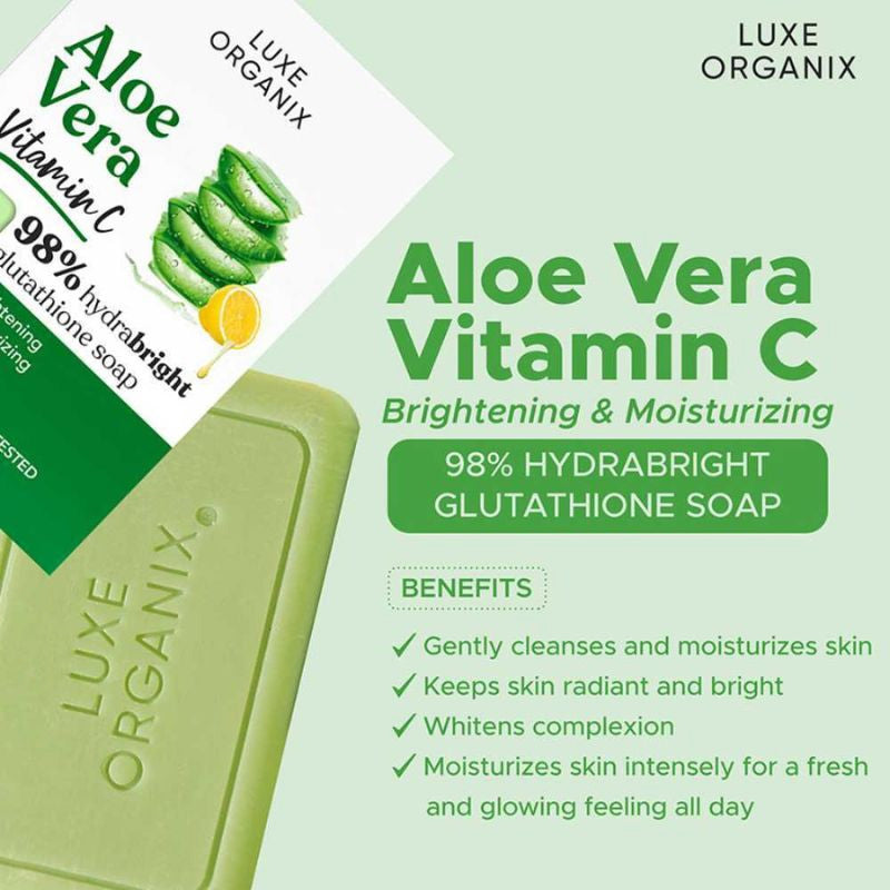 Luxe Organix 98% Aloe Vera Vitamin C Hydrabright Glutathione Soap 135g
