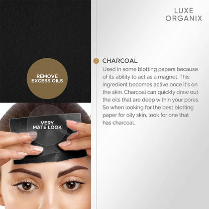 Luxe Organix Anne Clutz Charcoal Blotting Paper (70 Sheets with Compact Mirror) | Bini Beauty AU NZ