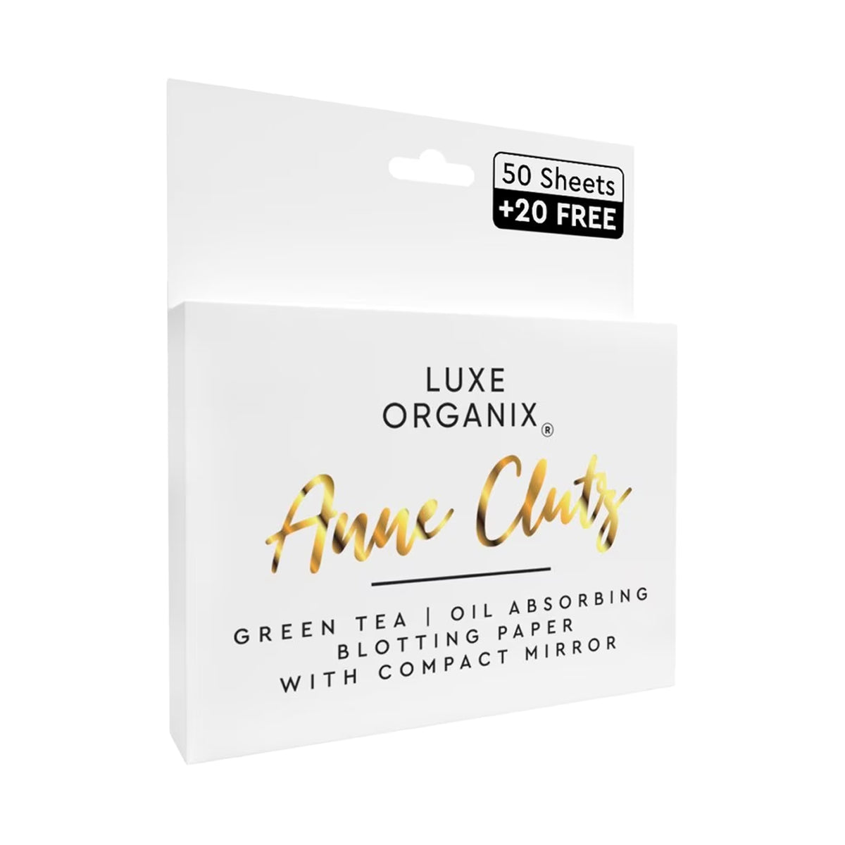 Luxe Organix Anne Clutz Green Tea Blotting Paper (70 Sheets with Compact Mirror) | Bini Beauty AU NZ