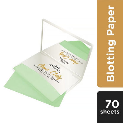 Luxe Organix Anne Clutz Green Tea Blotting Paper (70 Sheets with Compact Mirror) | Bini Beauty AU NZ