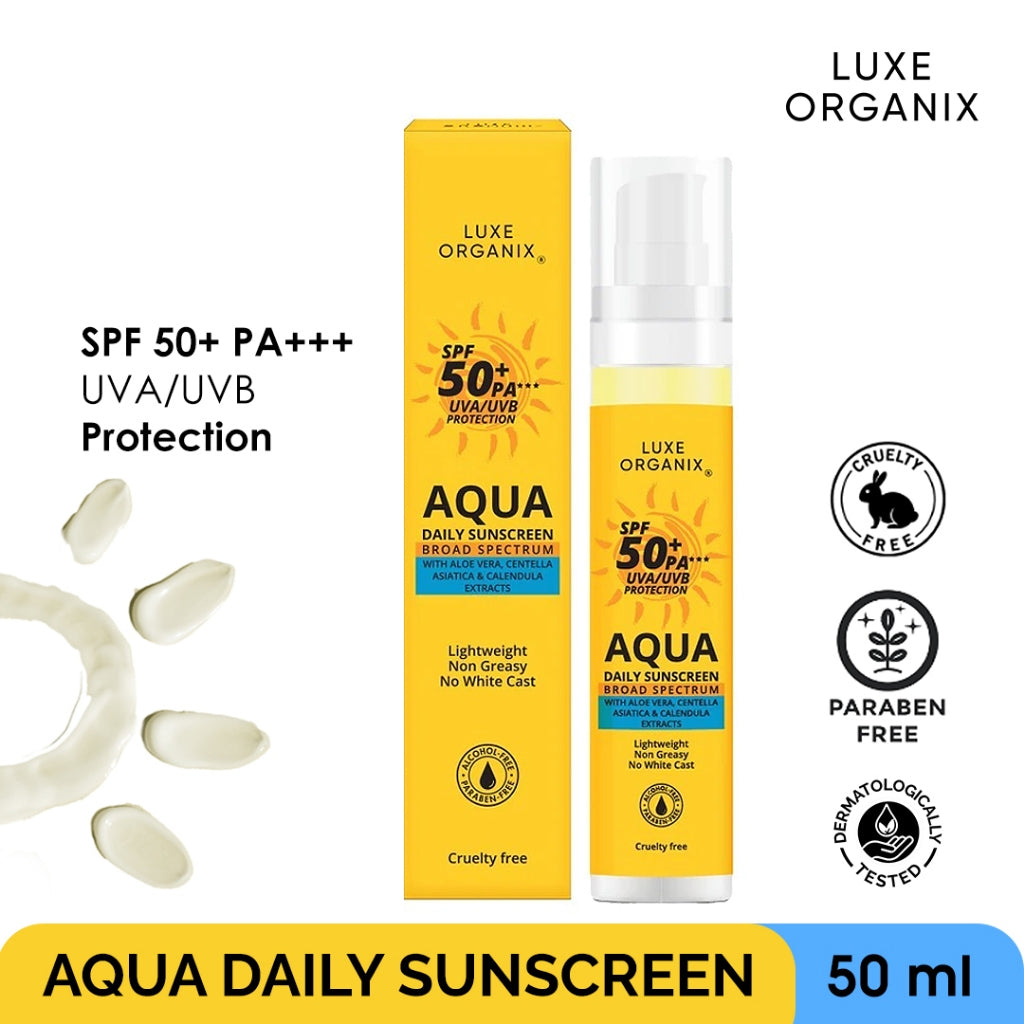 Luxe Organix Aqua Daily Sunscreen SPF50+ | Bini Beauty NZ AU