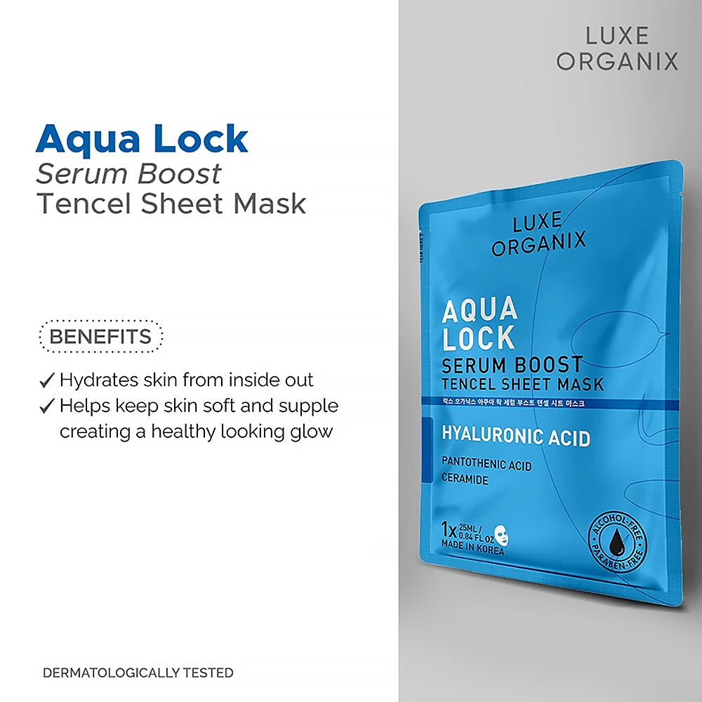 Luxe Organix Aqua Lock Serum Boost Sheet Mask | Bini Beauty AU NZ