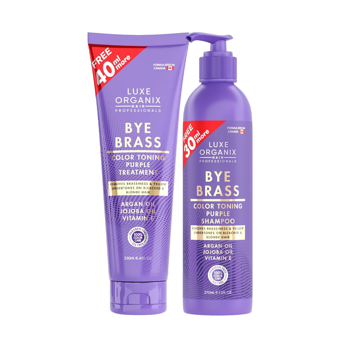Luxe Organix Bye Brass Color Toning Purple Treatment Bundle