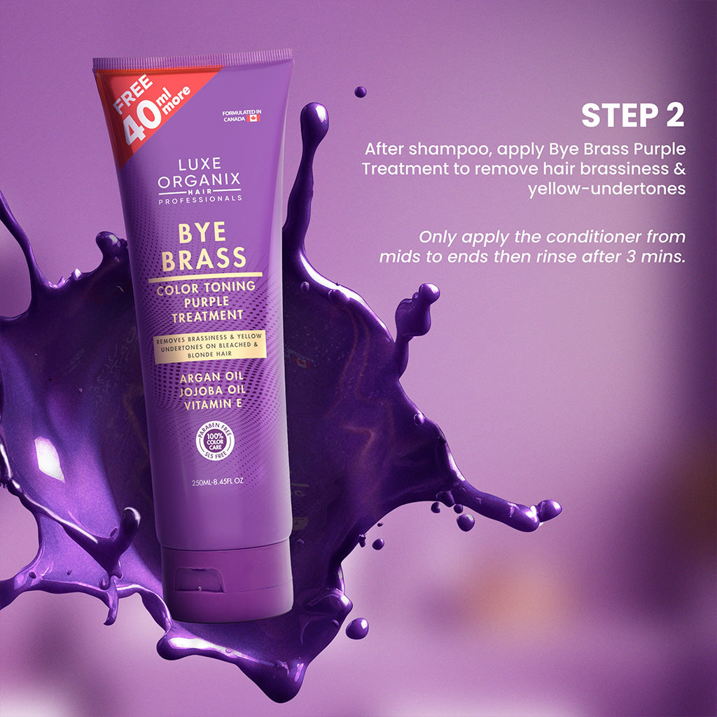 Luxe Organix Bye Brass Color Toning Purple Treatment Bundle - Step 2