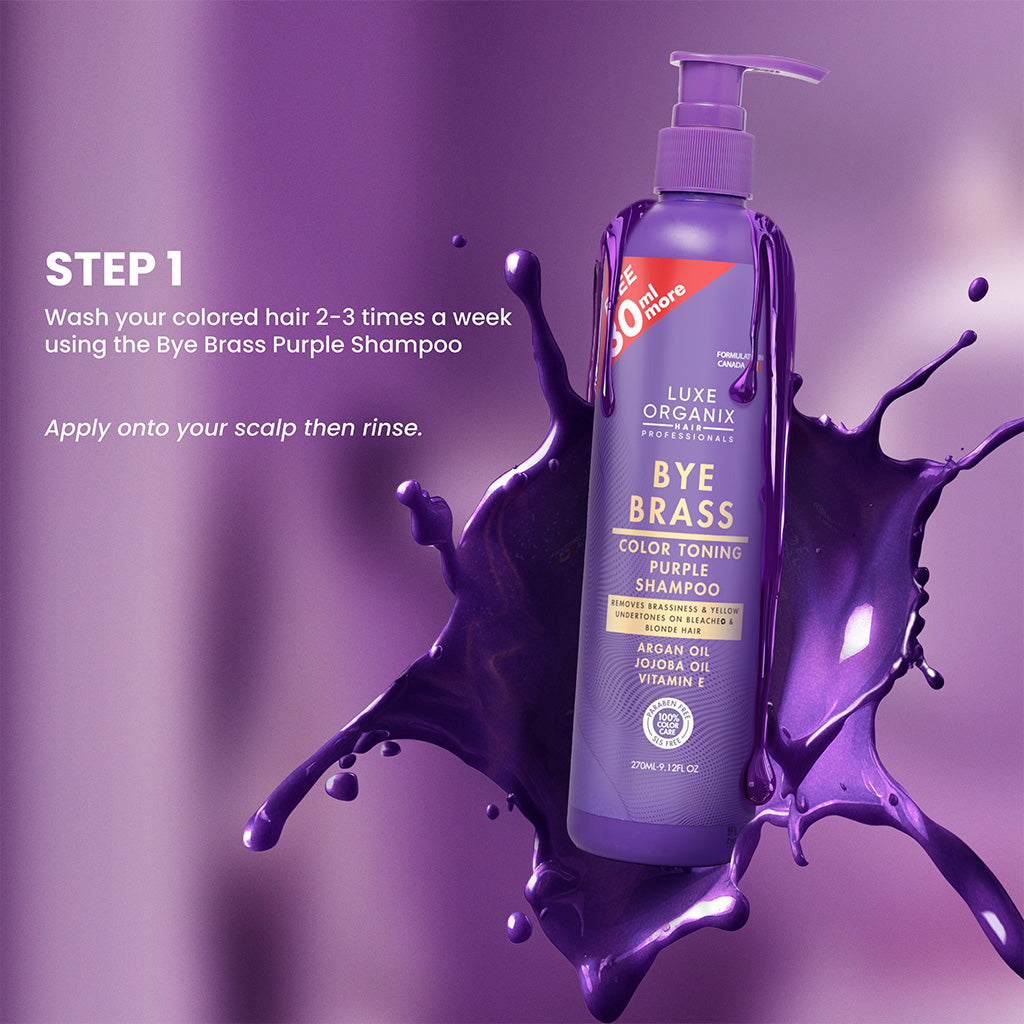 Luxe Organix Bye Brass Color Toning Purple Treatment Bundle - Step 1