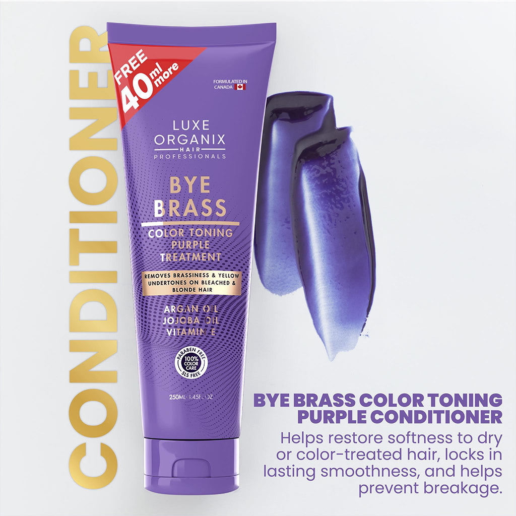 Luxe Organix Bye Brass Color Toning Purple Treatment Conditioner