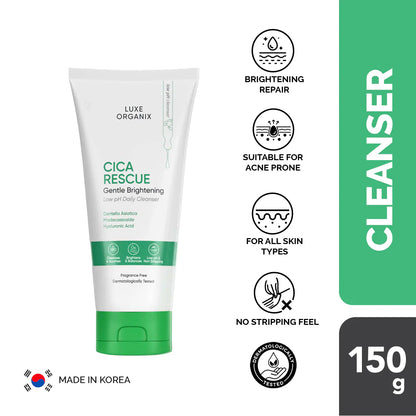 Luxe Organix Cica Rescue Gentle Brightening Low pH Daily Cleanser | Bini Beauty NZ AU