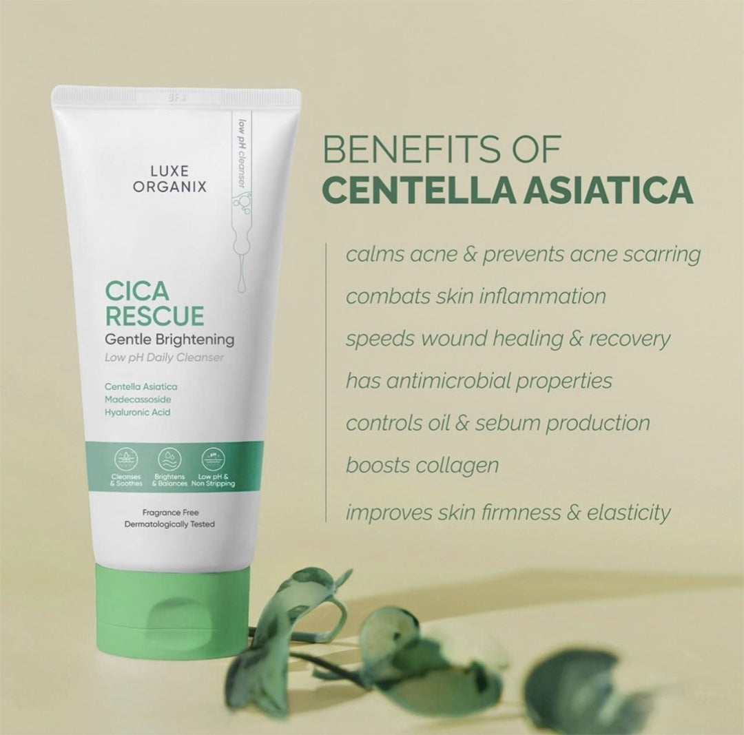 Luxe Organix Cica Rescue Gentle Brightening Low pH Daily Cleanser | Bini Beauty NZ AU