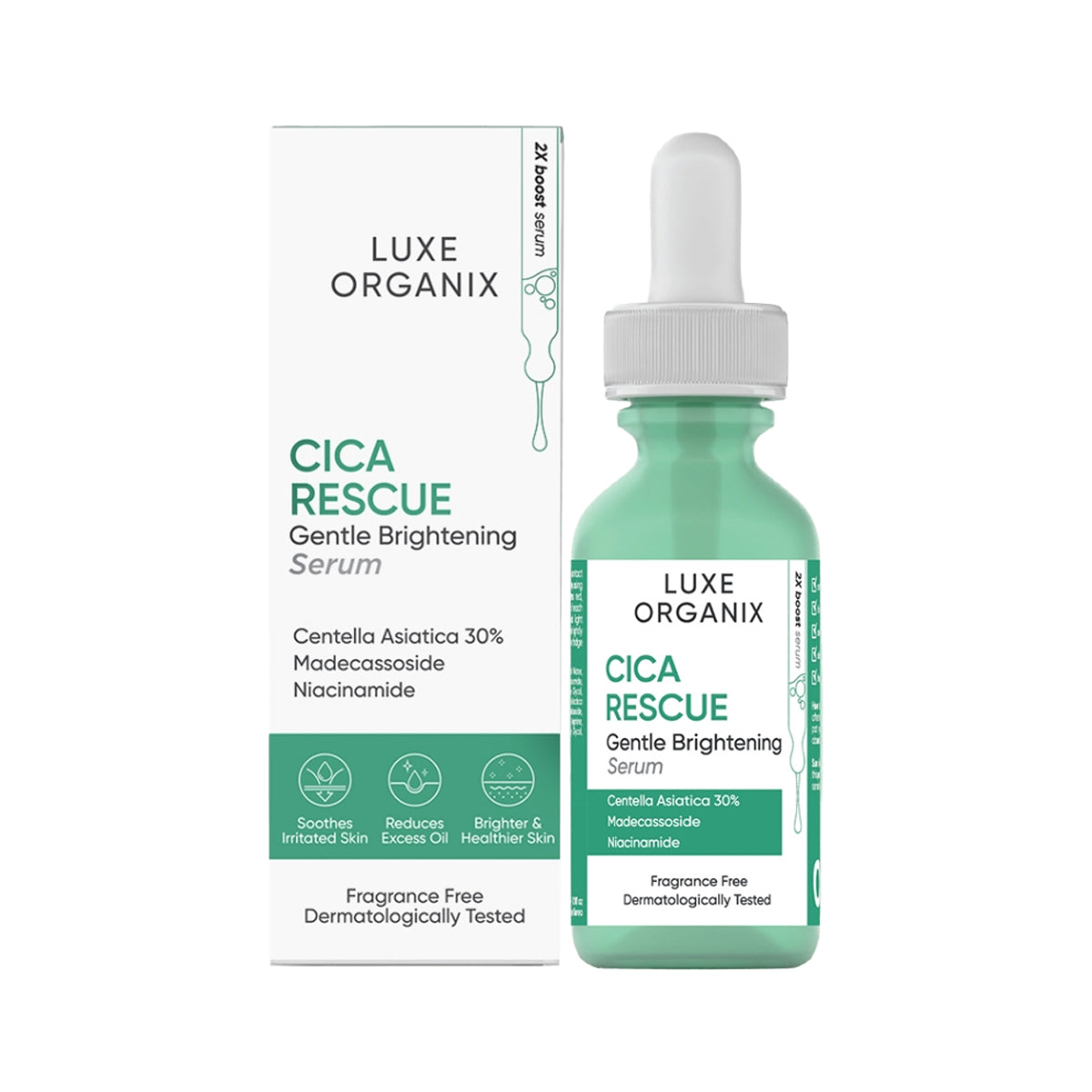 Luxe Organix Cica Rescue Gentle Brightening Serum | Bini Beauty NZ AU