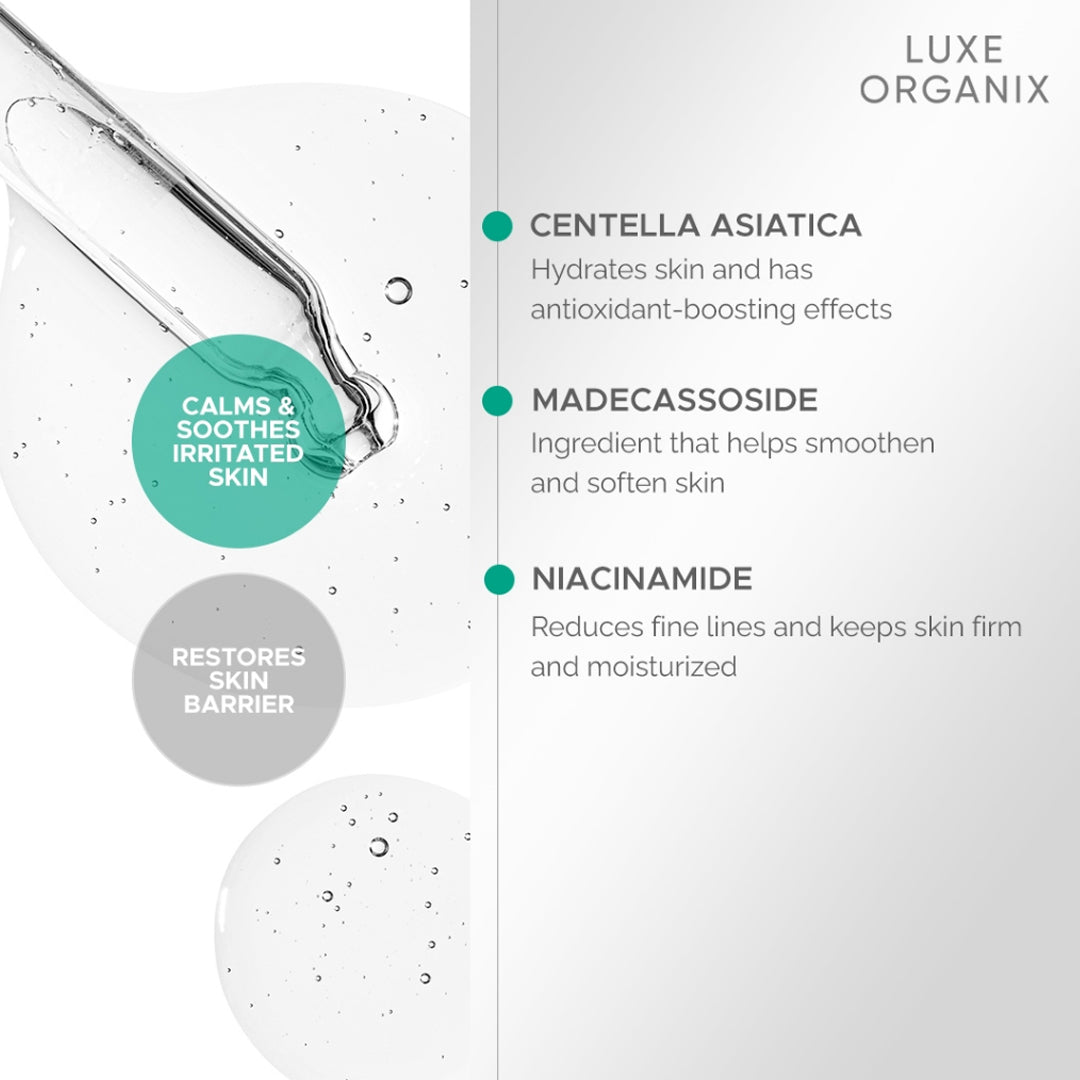 Luxe Organix Cica Rescue Gentle Brightening Serum | Bini Beauty NZ AU