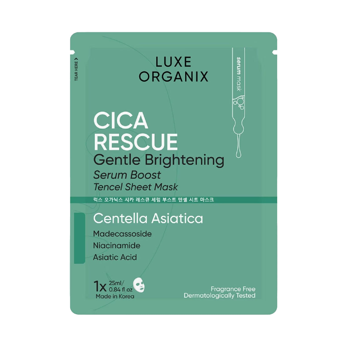 Luxe Organix Cica Brightening Repair Serum Boost Sheet Mask | Bini Beauty AU NZ