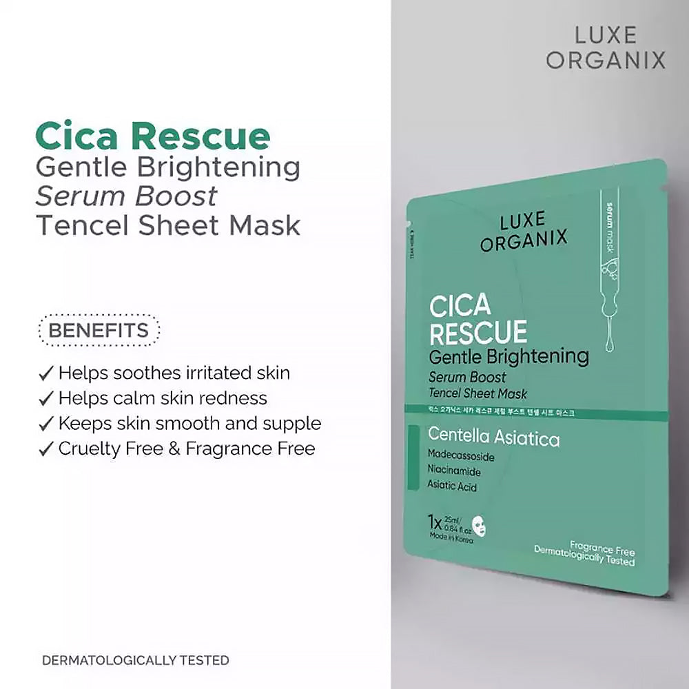 Luxe Organix Cica Brightening Repair Serum Boost Sheet Mask | Bini Beauty AU NZ