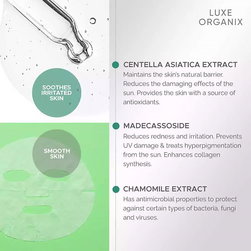 Luxe Organix Cica Brightening Repair Serum Boost Sheet Mask | Bini Beauty AU NZ