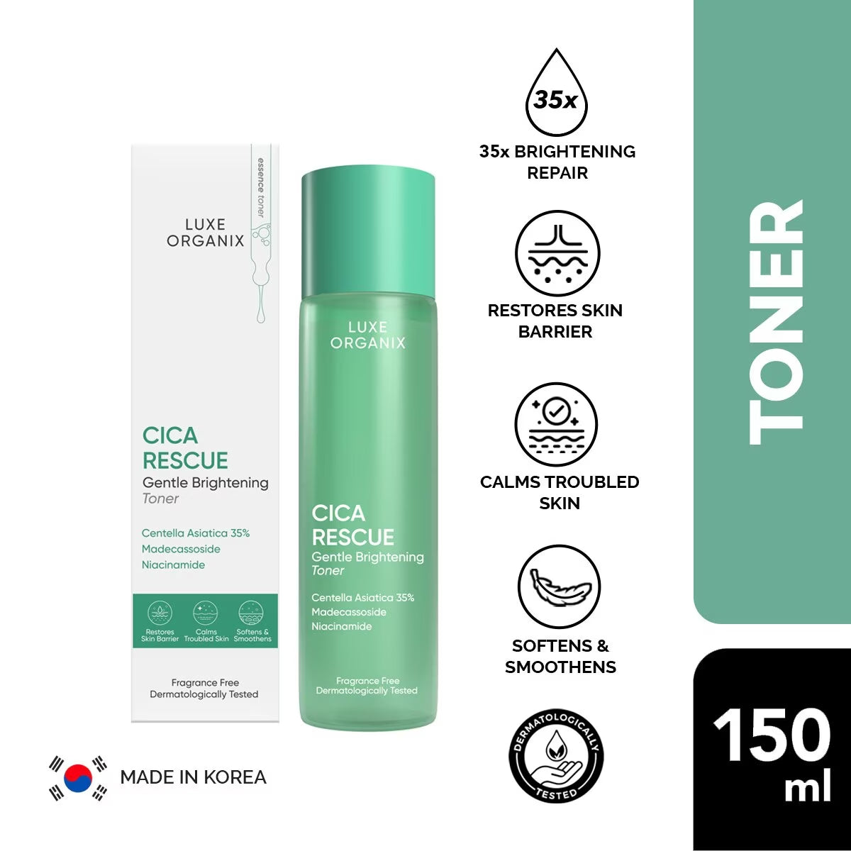 Luxe Organix Cica Rescue Gentle Brightening Toner | Bini Beauty NZ AU