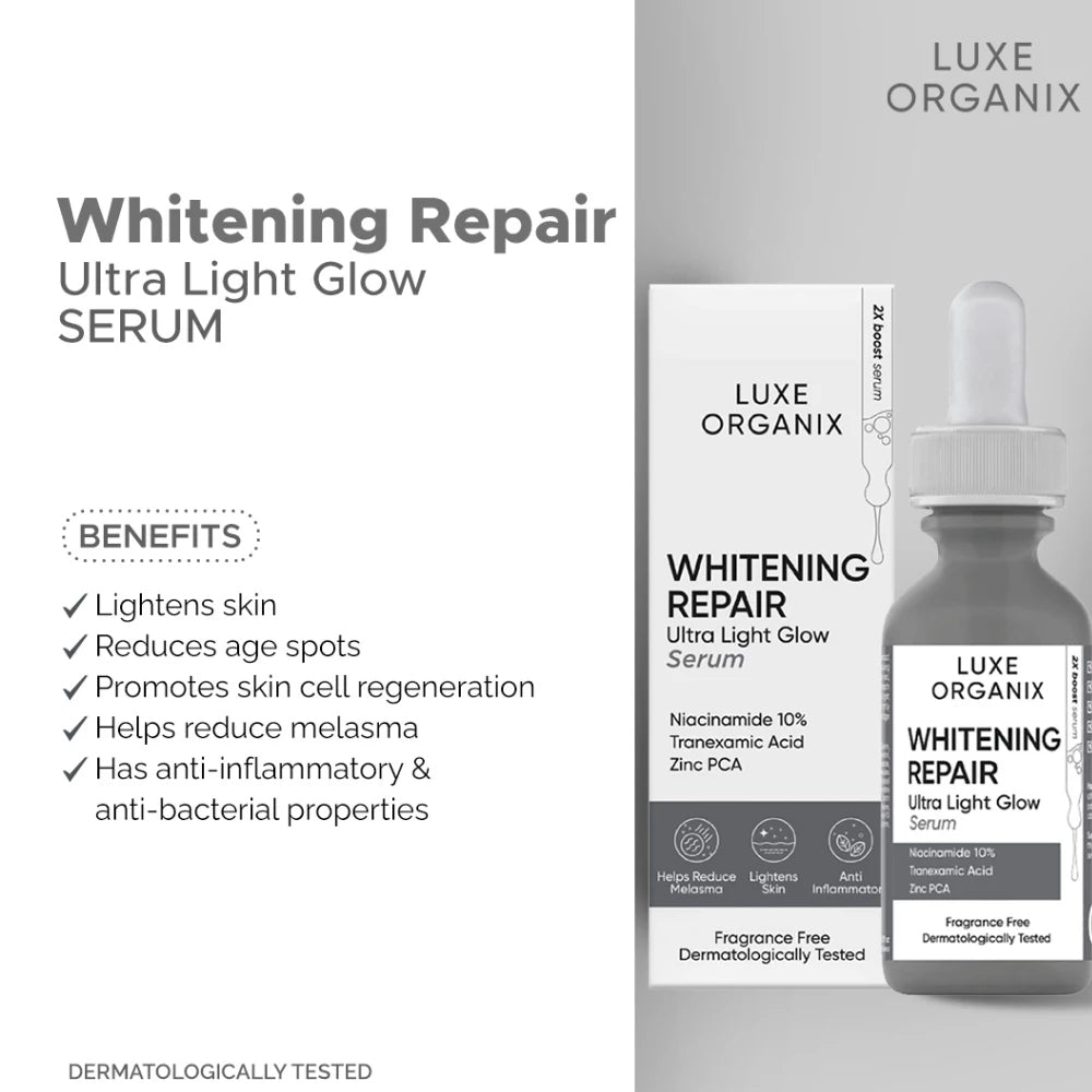 Luxe Organix Whitening Repair Ultra Light Glow Serum | Bini Beauty AU NZ