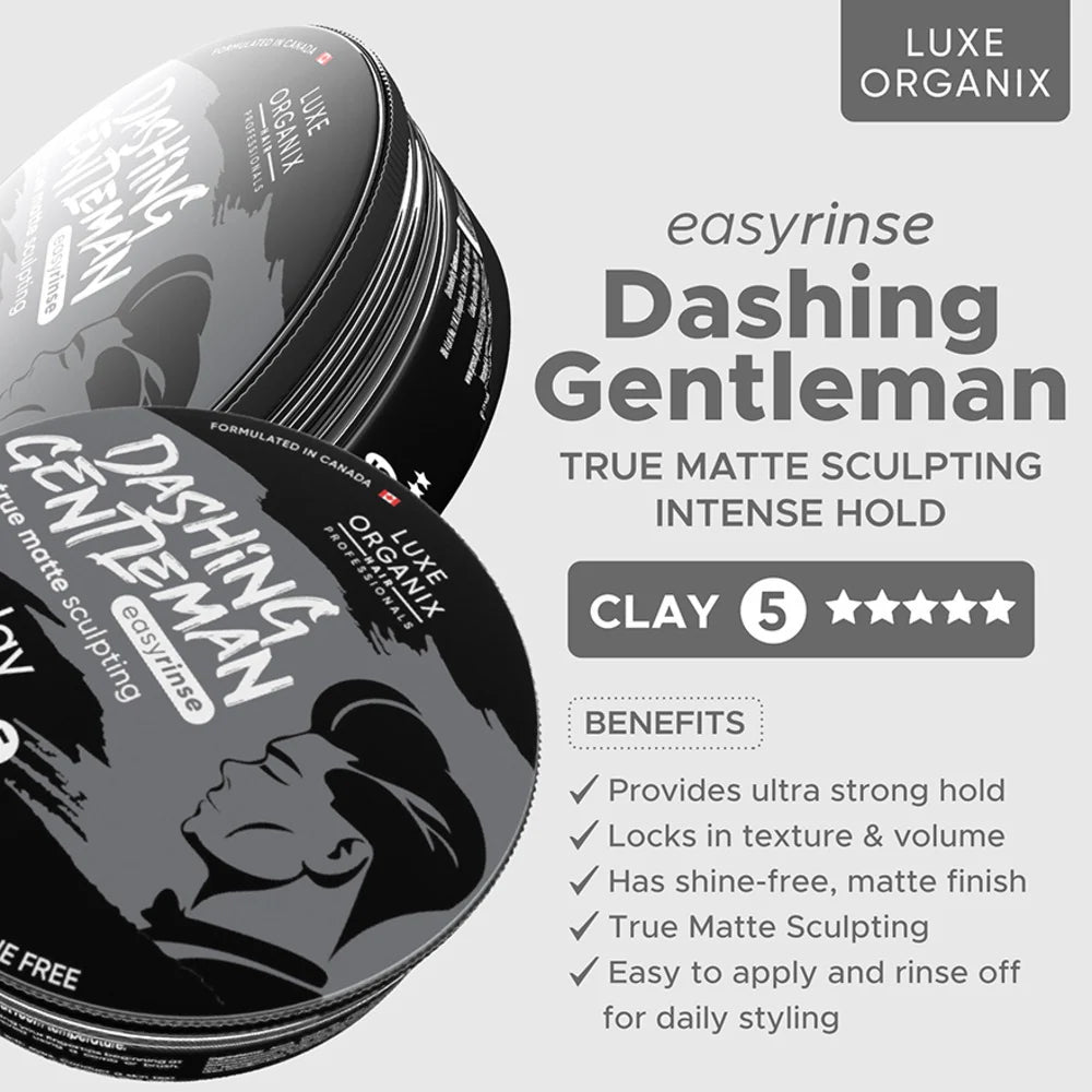 Luxe Organix Hair Professionals Dashing Gentleman True Matte Sculpting Clay 80g | Bini Beauty NZ AU