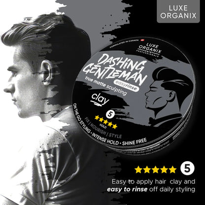 Luxe Organix Hair Professionals Dashing Gentleman True Matte Sculpting Clay 80g | Bini Beauty NZ AU