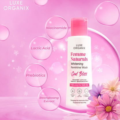 Luxe Organix Femme Naturals Whitening Feminine Wash Cool Bliss 120ml | Bini Beauty AU NZ