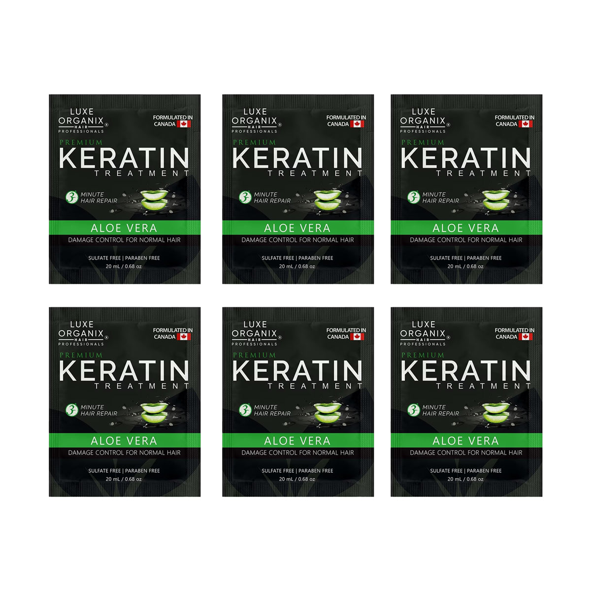 Luxe Organix Keratin Treatment Aloe Vera 20ml (6 Sachet Pack) | Bini Beauty AU NZ