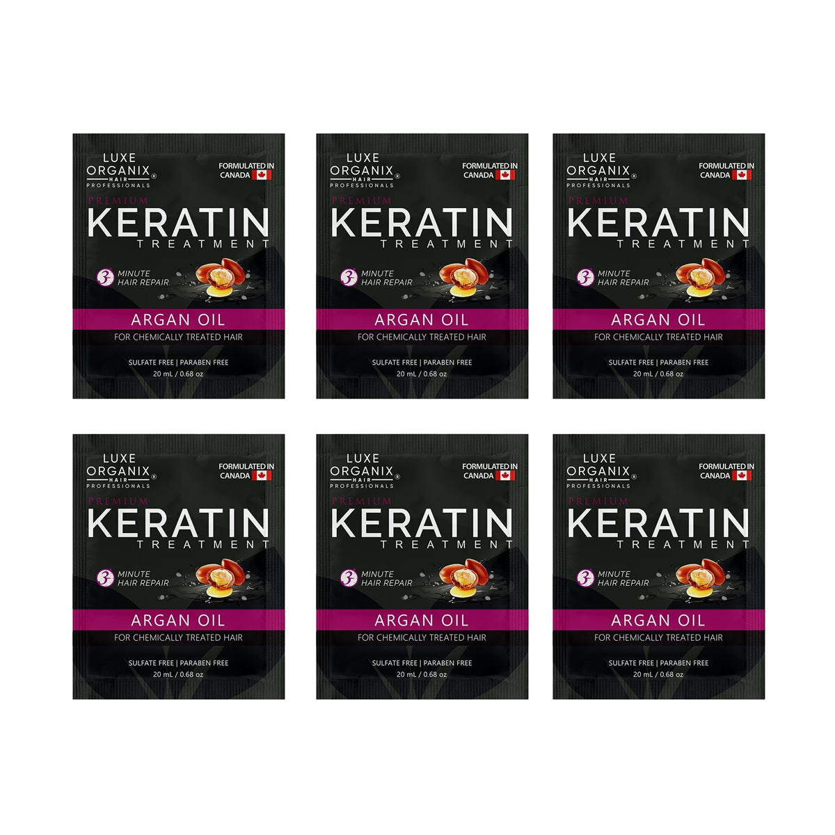 Luxe Organix Keratin Treatment Argan Oil 20ml (6 Sachet Pack) | Bini Beauty AU NZ