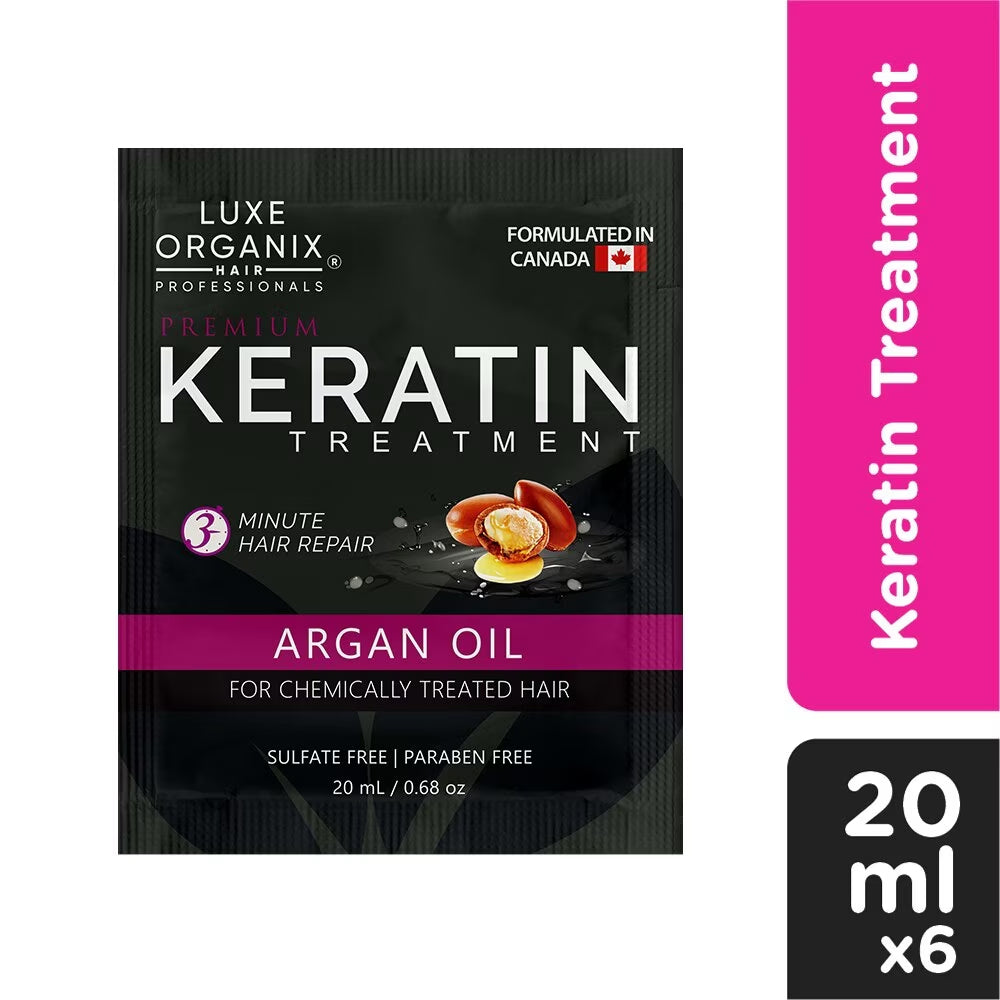 Luxe Organix Keratin Treatment Argan Oil 20ml (6 Sachet Pack) | Bini Beauty AU NZ