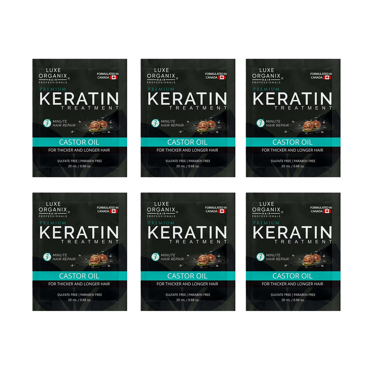 Luxe Organix Keratin Treatment Castor Oil 20ml (6 Sachet Pack) | Bini Beauty AU NZ