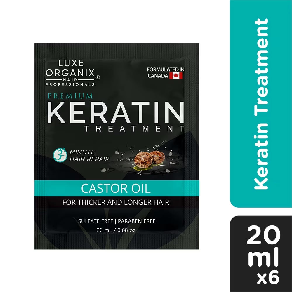 Luxe Organix Keratin Treatment Castor Oil 20ml (6 Sachet Pack) | Bini Beauty AU NZ