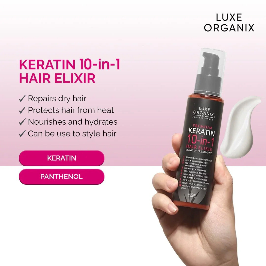Luxe Organix Keratin 10in1 Hair Elixir Leave-in Treatment Key Benefits