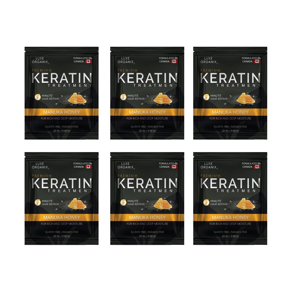 Luxe Organix Keratin Treatment Manuka Honey 20ml (6 Sachet Pack)