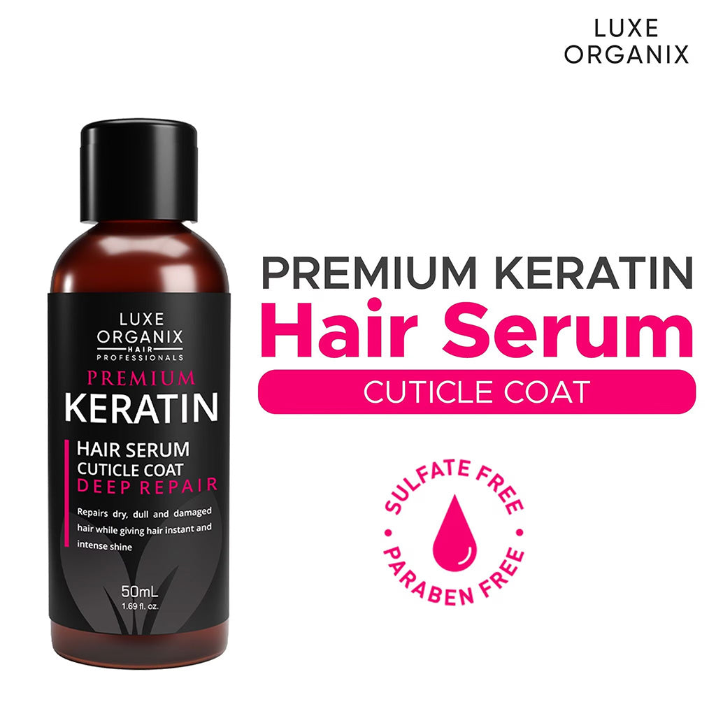 Luxe Organix Premium Keratin Hair Serum Cuticle Coat Deep Repair 50ml