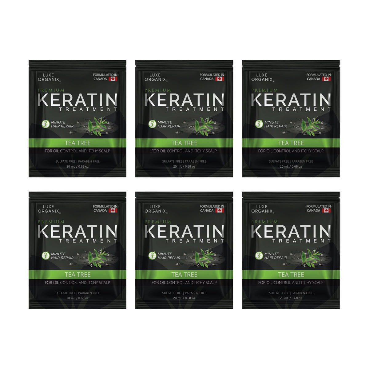 Luxe Organix Keratin Treatment Tea Tree 20ml (6 Sachet Pack) | Bini Beauty AU NZ