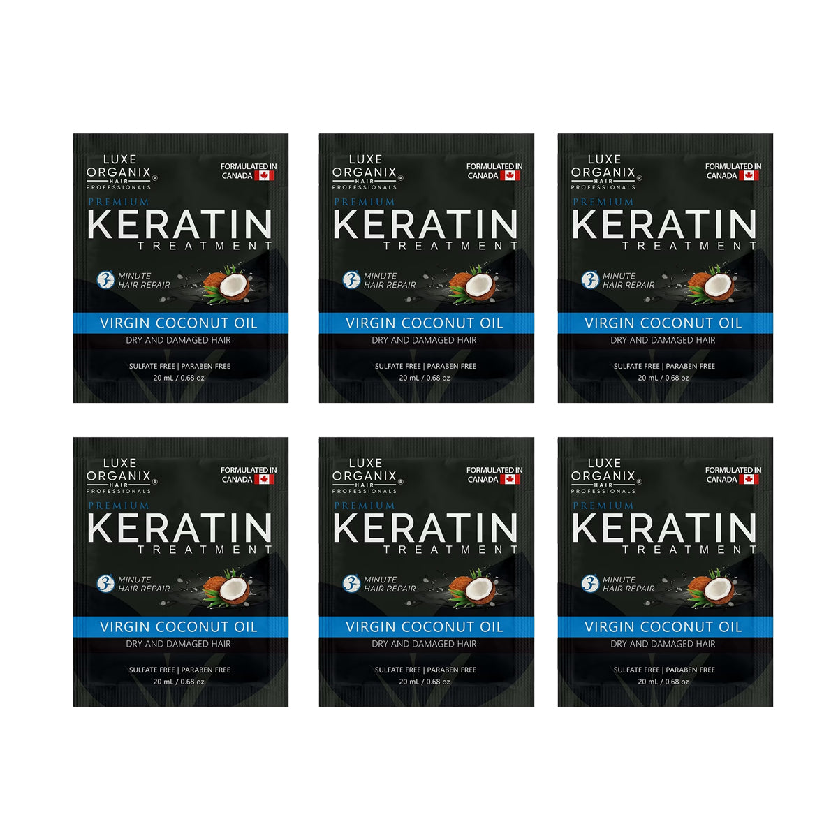 Luxe Organix Keratin Treatment Virgin Coconut Oil 20ml (6 Sachet Pack) | Bini Beauty AU NZ