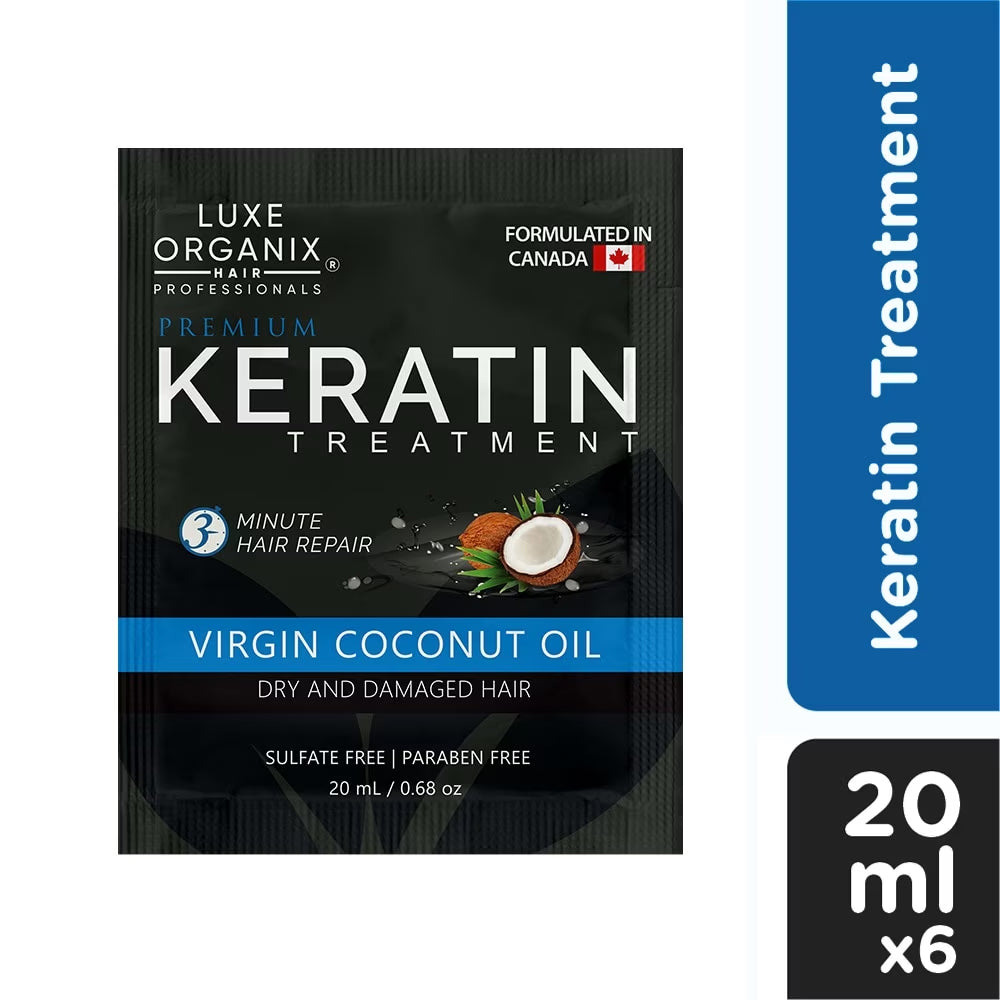 Luxe Organix Keratin Treatment Virgin Coconut Oil 20ml (6 Sachet Pack) | Bini Beauty AU NZ