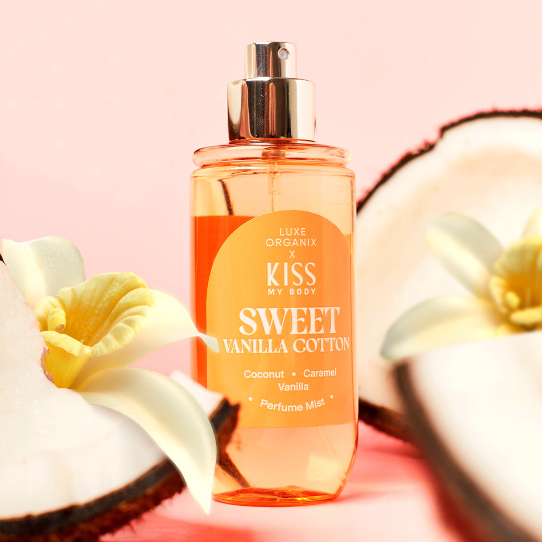 Luxe Organix Kiss My Body Sweet Vanilla Cotton Perfume Mist 88ml | Bini Beauty AU NZ