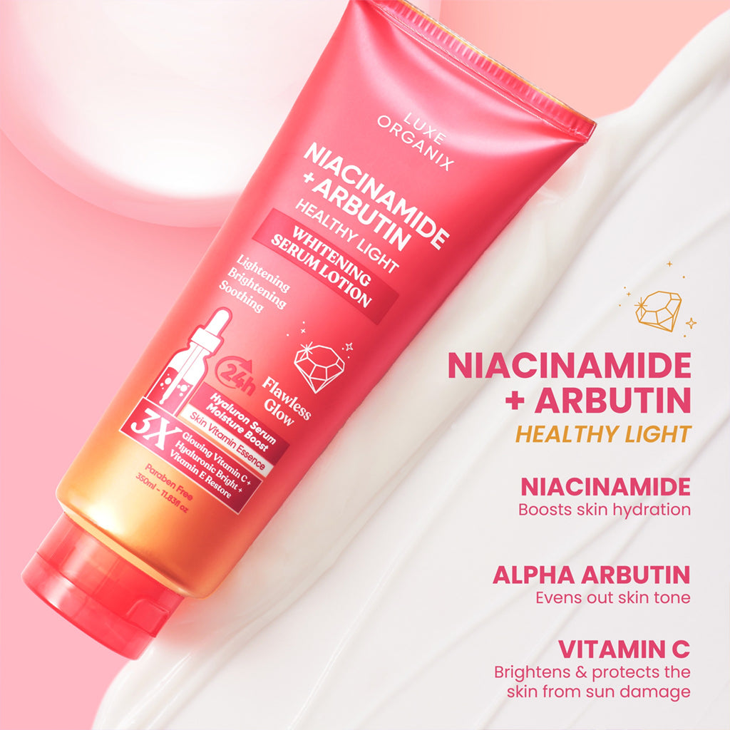 Luxe Organix Niacinamide + Alpha Arbutin Whitening Serum Lotion key ingredients